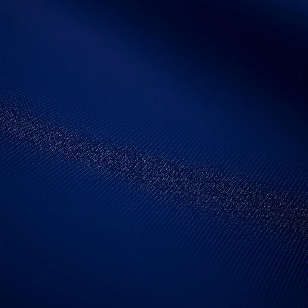 Close-up of high-quality navy blue wool suit fabric with vis